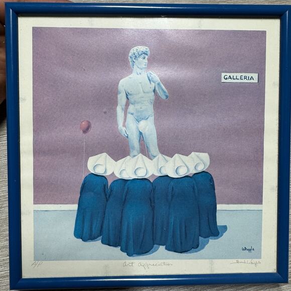 Frank Whipple AP Hand Signed Print Framed "Art Appreciation" 7x7 - Picture 1 of 6